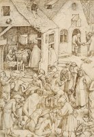 Detail Of Charity Drawing Bruegel The Elder by Pieter Bruegel
