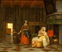 Woman And Child with Serving Maid by Pieter de Hooch