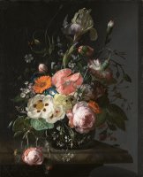 Still Life with Flowers on a Marble Tabletop 2 by Rachel Ruysch