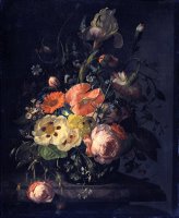 Still Life with Flowers on a Marble Tabletop by Rachel Ruysch