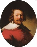 Portrait of a Bearded Man, Bustlength, in a Red Doublet by Rembrandt