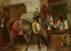 At The Blacksmiths Shop by Richard Ansdell
