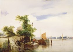 Barges on a River by Richard Parkes Bonington