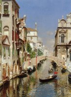 A Venetian Canal with The Scuola Grande Di San Marco And Campo San Giovanni E Paolo, Venice by Rubens Santoro
