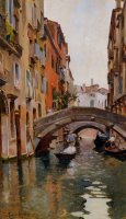 Gondola on a Venetian Canal by Rubens Santoro