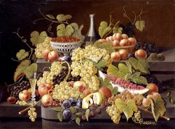 Still Life with Fruit And Champagne by Severin Roesen