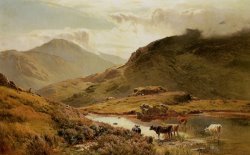 Cattle in a Highland Landscape by Sidney Richard Percy