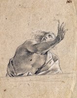 Man with Raised Arm Behind a Parapet by Simon Vouet