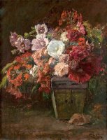 Hollyhocks (vase of Flowers) by Theodore Clement Steele