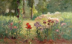 Iris & Trees (in The Flower Garden) by Theodore Clement Steele