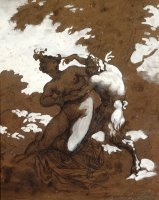 Satyr And Nymph by Theodore Gericault