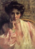Portrait of a Lady in a Pink Dress by Thomas Benjamin Kennington