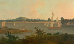 Pinnace Sailing Down The Ganges Past Monghyr Fort by Thomas Daniell