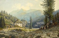 View of The Residence of Archduke Johann in Gastein Hot Springs by Thomas Ender