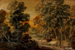 Wooded Landscape With Herdsman And Cattle by Thomas Gainsborough