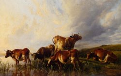 Cattle Wattering by Thomas Sidney Cooper