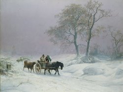 The wintry road to market by Thomas Sidney Cooper