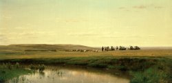 A Wagon Train on the Plains by Thomas Worthington Whittredge
