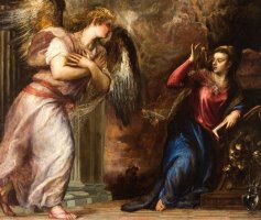 Detail Of The Annunciation by Titian
