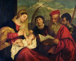 Madonna And Child with Ss. Stephen, Jerome And Maurice by Titian