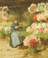 Flower Seller in front of the Madeleine Church by Victor Gabriel Gilbert