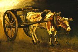 Cart with Reddish-brown Ox by Vincent van Gogh