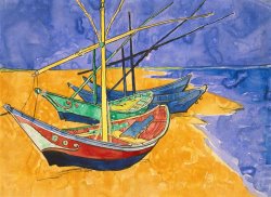 Fishing Boats on the Beach at Saintes Maries de la Mer by Vincent van Gogh