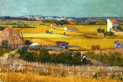 Harvest At La Crau With Montmajour In The Background by Vincent van Gogh