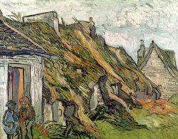Thatched Cottages In Chaponval by Vincent van Gogh