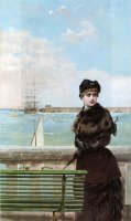 An Elegant Woman at St. Malo by Vittorio Matteo Corcos