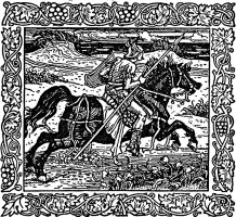 Knight On Horseback Illustration by Walter Crane