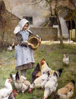 Feeding The Chickens by Walter Frederick Osborne