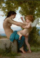 A Young Girl Defending Herself Against Eros by William Adolphe Bouguereau