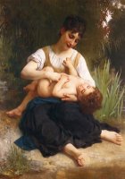 The Joys of Motherhood (girl Tickling a Child) by William Adolphe Bouguereau
