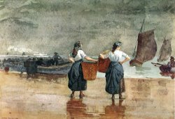 Fisher Girls on The Beach, Tynemouth by Winslow Homer