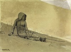 Girl Seated on a Hillside by Winslow Homer