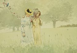 Girls strolling in an Orchard by Winslow Homer