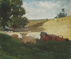 Warm Afternoon (shepherdess) by Winslow Homer