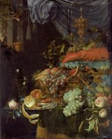 Still Life with Fruit And a Goldfinch by Abraham Mignon
