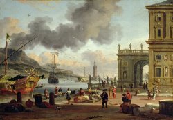 A Mediterranean Harbour Scene by Abraham Storck