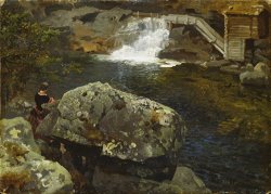 By The Mill Pond by Adolph Tidemand & Hans Gude