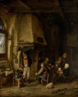 'the Skaters': Peasants in an Interior by Adriaen Van Ostade