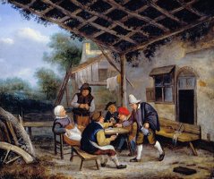 Peasants Drinking by Adriaen Van Ostade