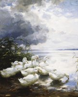 Ducks at The Lake's Edge by Alexander Max Koester