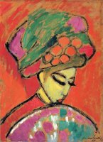 Young Girl with a Flowered Hat by Alexei Jawlensky