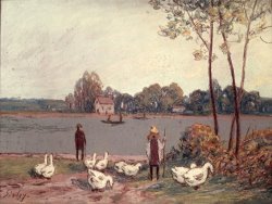 On The Banks of The Loing by Alfred Sisley