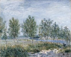 Poplars on a River Bank by Alfred Sisley