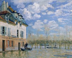 The Boat in The Flood, Port Marly by Alfred Sisley