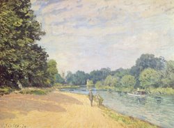 The Thames with Hampton Church by Alfred Sisley