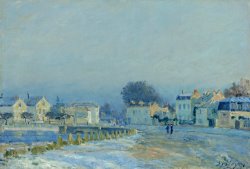 The Watering Pond at Marly with Hoarfrost (l'abreuvoir a Marly Gelee Blanche) by Alfred Sisley